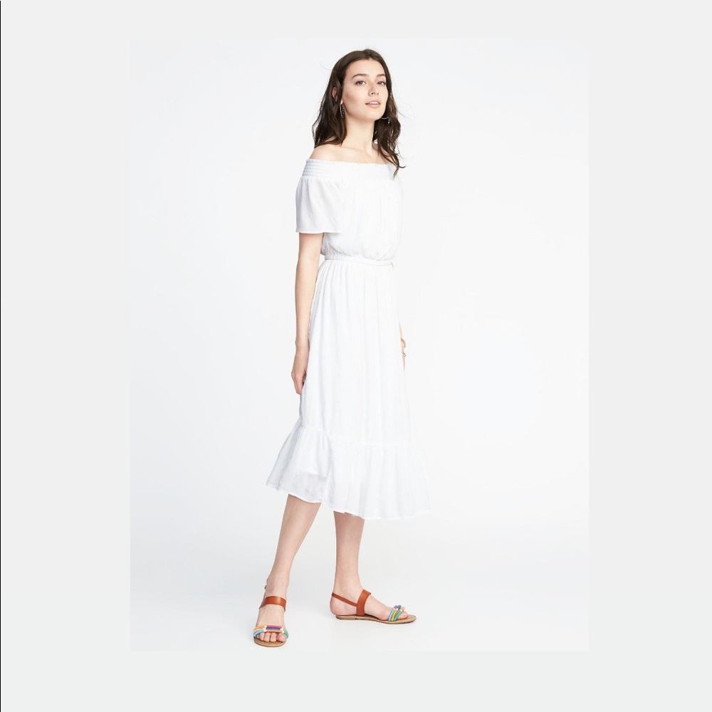 White Off the Shoulder Dress, Size Small, Old Navy